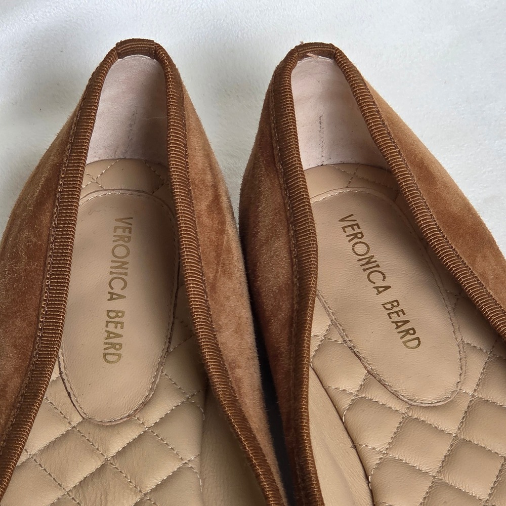 Veronica Beard Beatrix Hazelwood Brown Suede Bow Ballet Ballerina Flats Shoes - Picture 4 of 9